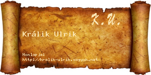 Králik Ulrik névjegykártya